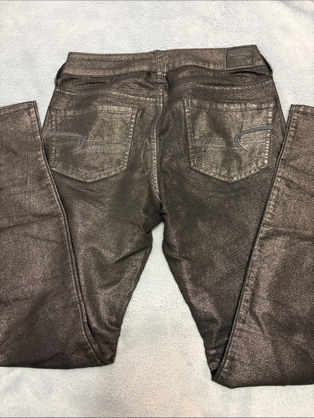 American Eagle Shimmery Black Coated Skinny Jeans